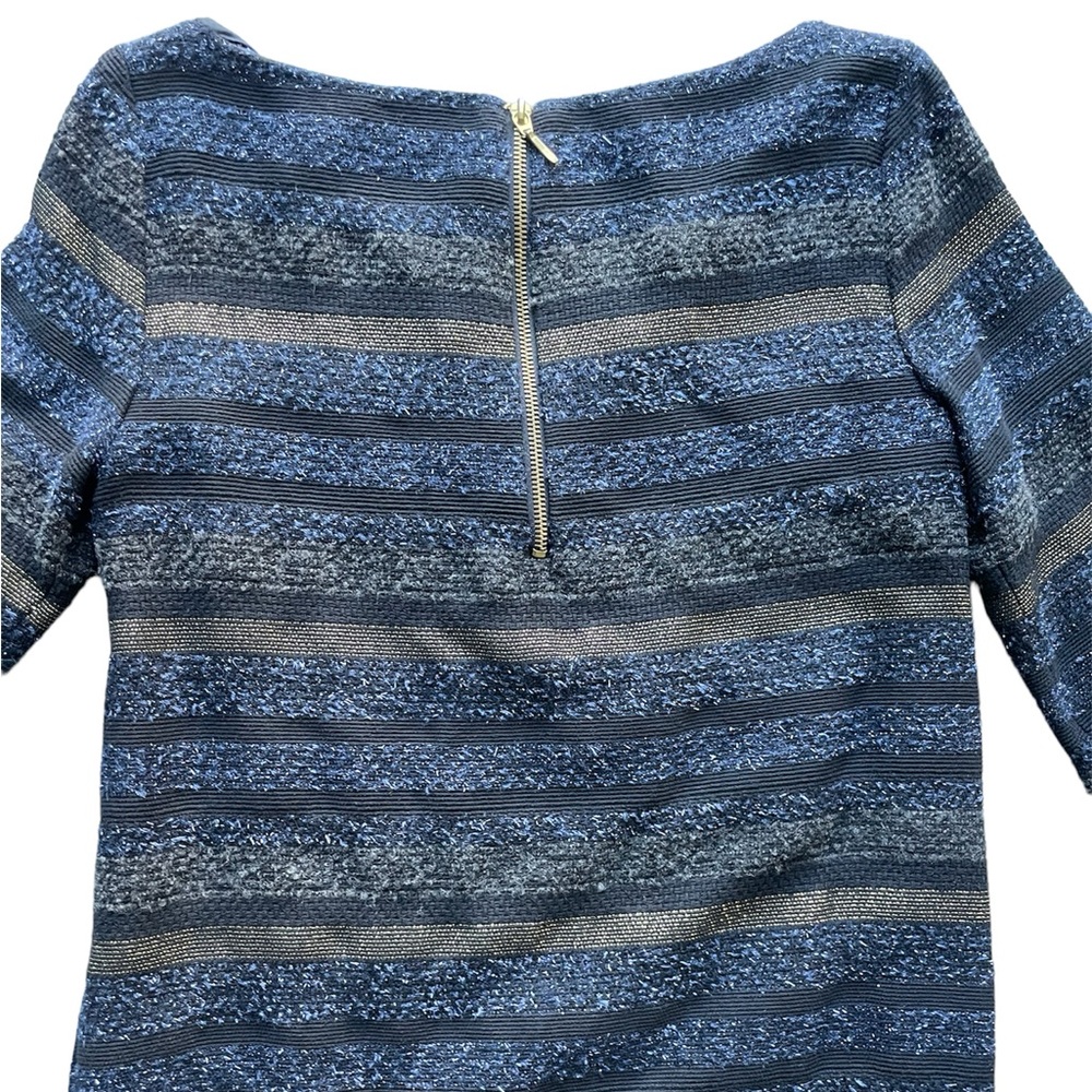 Zara Basic Metallic Stripe Tweed Shift Dress Long… - image 8